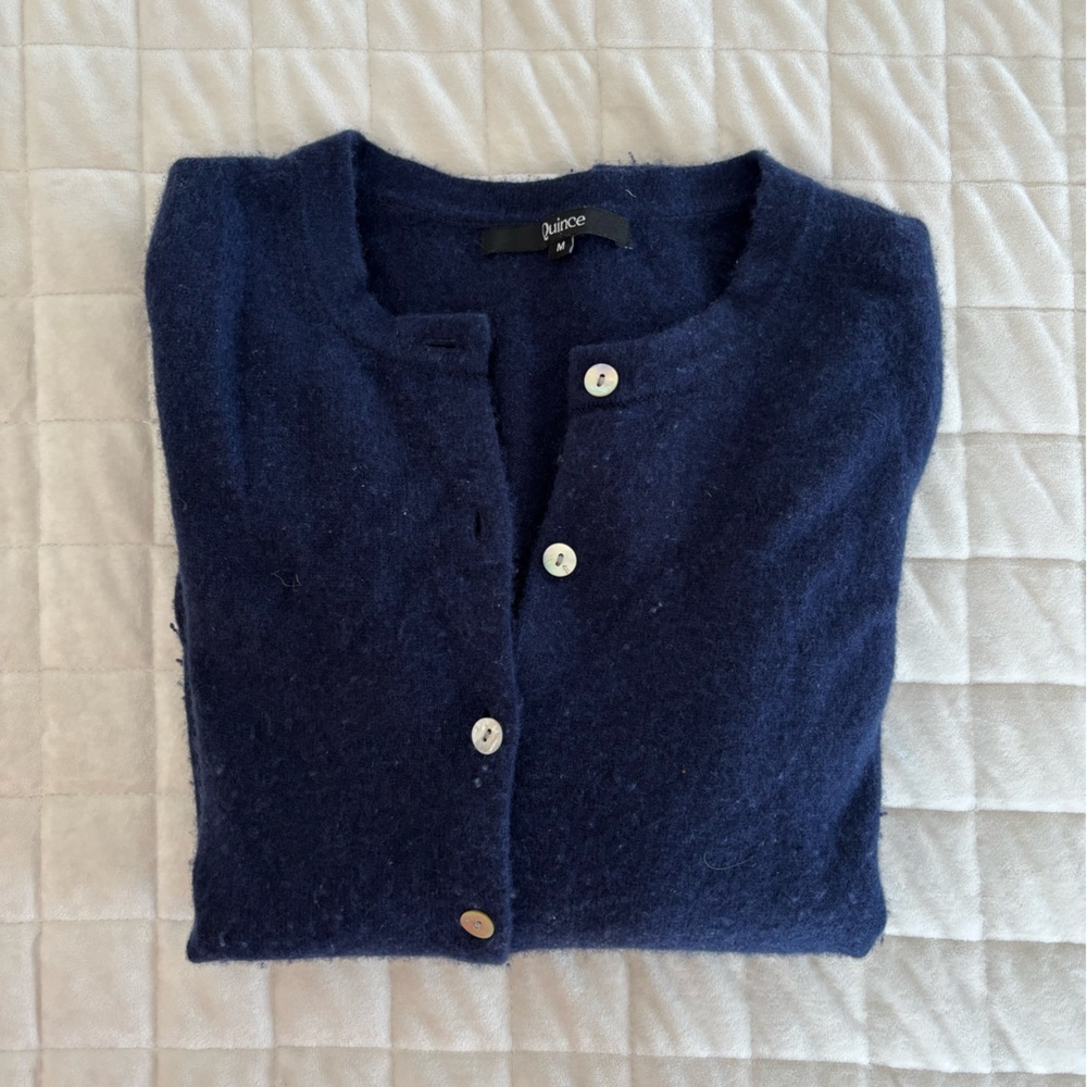 Cashmere Navy Blue Cardigan Sweater